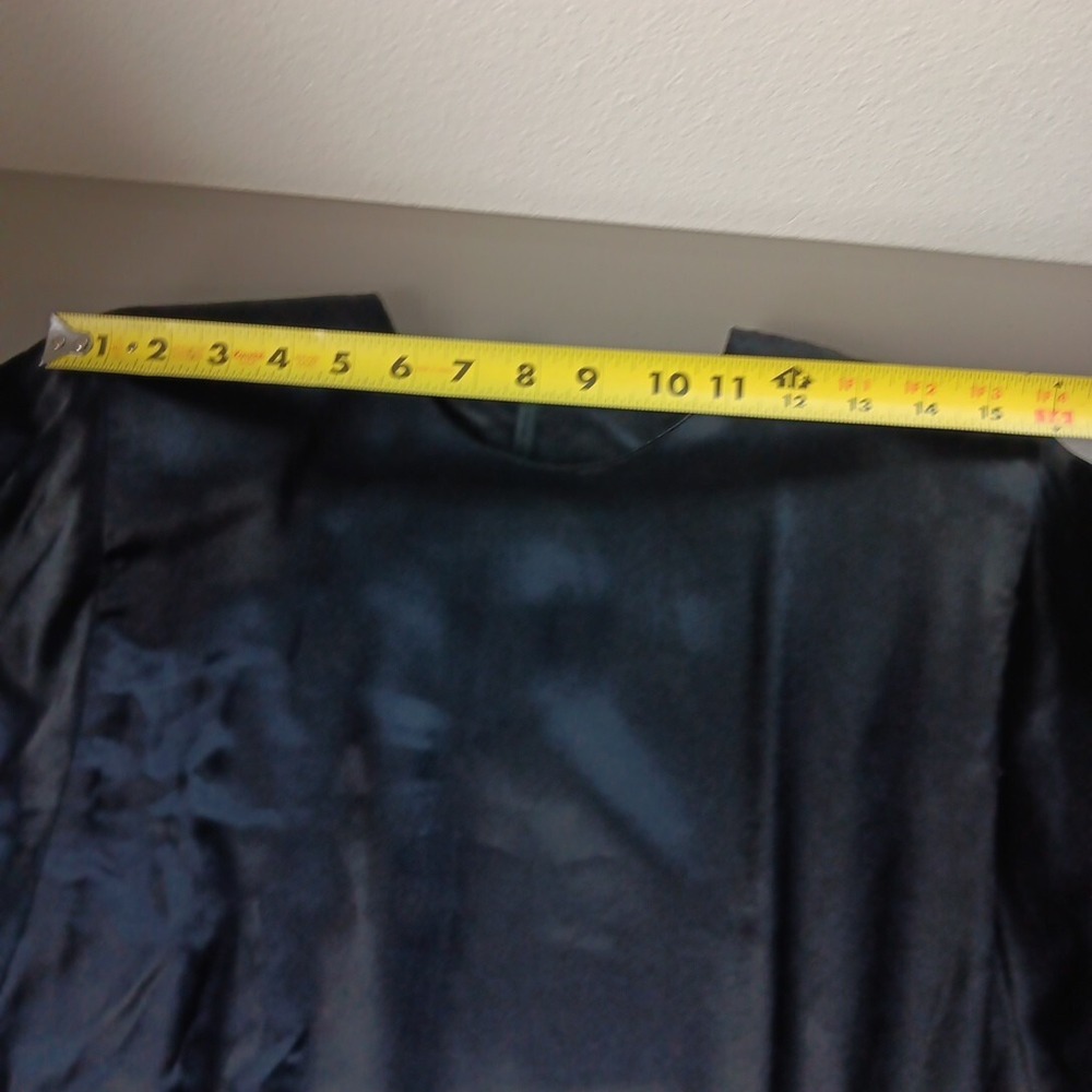 Satin Dress XS Black Witchy Gathered V Waist Sheath Vampire Vampgoth Stevie Nick - Picture 6 of 13
